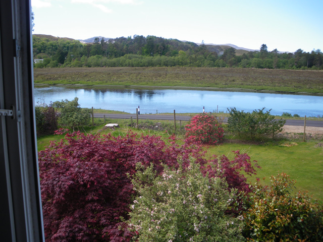 Garden view and view over River Shiel